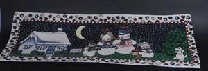 Snowman Family Winter Scene Tapestry Table Runner 36 x 13 Woven - Picture 1 of 4