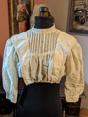 ANTIGUO CORPIÑO DE LINO VICTORIANO EDUARDIANO PARA METER RICK RACK Foto 1 de 4