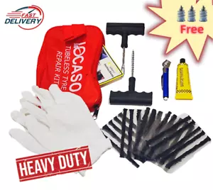 Emergency Tubeless Tyre Puncture Repair Kit Car Van Motorbike Flat Tire Fix Tool - Picture 1 of 7