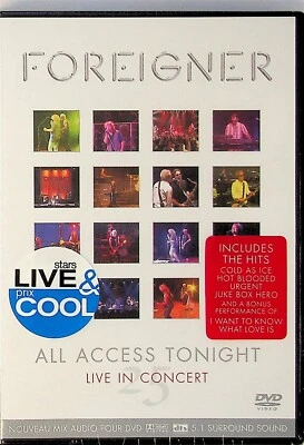 Foreigner -All Access Tonight -Live In Concert DVD -NEW -DTS 5.1 (Hits) French - Image 1 of 2