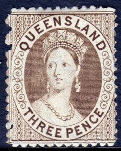 QUEENSLAND — SCOTT 41 (SG 88) — 1875 3d QV CROWN & Q WMK. P13 — MH — SCV $140 - Imagen 1 de 2