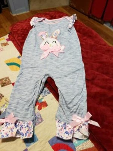 HD Baby Girl Floral Easter Bunny Applique One Piece Outfit Size 24 Month NEW - Picture 1 of 3