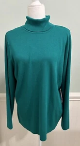 Chicos NWT Ecovero Turtleneck Sweater Size 4 US 2XL Bright Jade Knit Pullover - Picture 1 of 10