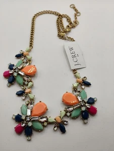 Neu mit Etikett J. Crew mehrfarbige goldfarbene Kristall Statement 18-20" Halskette - Bild 1 von 3