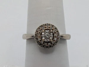 Vintage SUN Sterling Silver 925 & 10K Gold Diamond Ring Size 6.25 - Picture 1 of 7