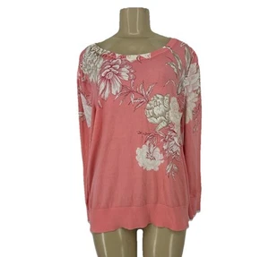 TALBOTS Plus Size 2X Women Floral Round Neck Pullover Cotton Sweater Light 49-2 - Picture 1 of 7