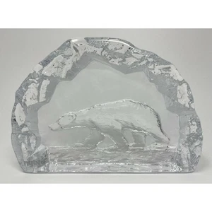 Vintage Nybro Kristall Eisbär Skulptur Briefbeschwerer, Schweden - Bild 1 von 3