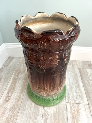 复古 Majolica 伞架 16-3/4 英寸高 x 9 英寸直径 — 第 1/4 张图片