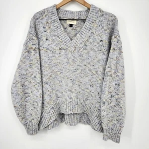Universal Thread Womens V-Neck Sweater Size M Gray Speckled Oversized Neutral - Picture 1 of 7