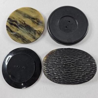 Lot of 4 Vintage Retro XLarge Size Buttons Bakelite Celluloid Plastic 2.5"-2"   - Image 1 of 4