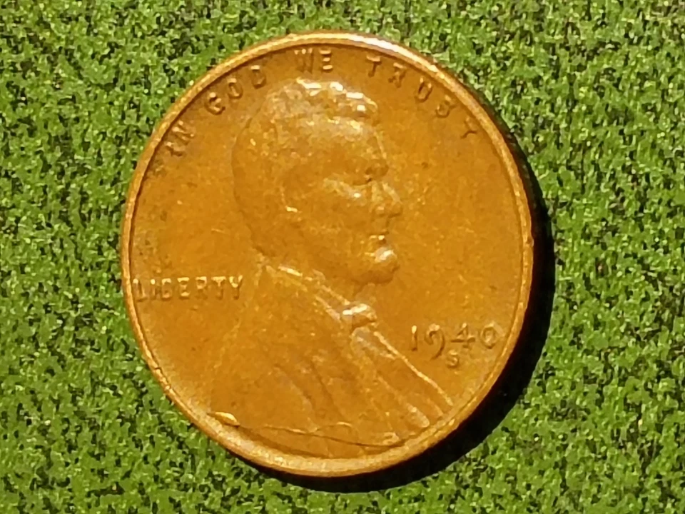 Centavo Lincoln Major Die Break Cud Wheat Penny 1940 S Foto 1 de 4