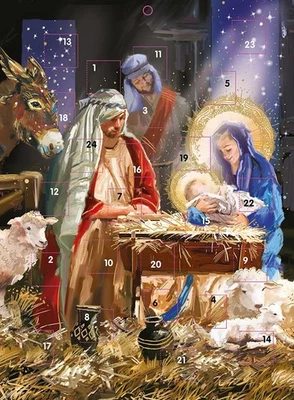 LING DESIGN Traditional Advent Calendar Nativity Scene - 24 Doors Christmas Xmas Countdown