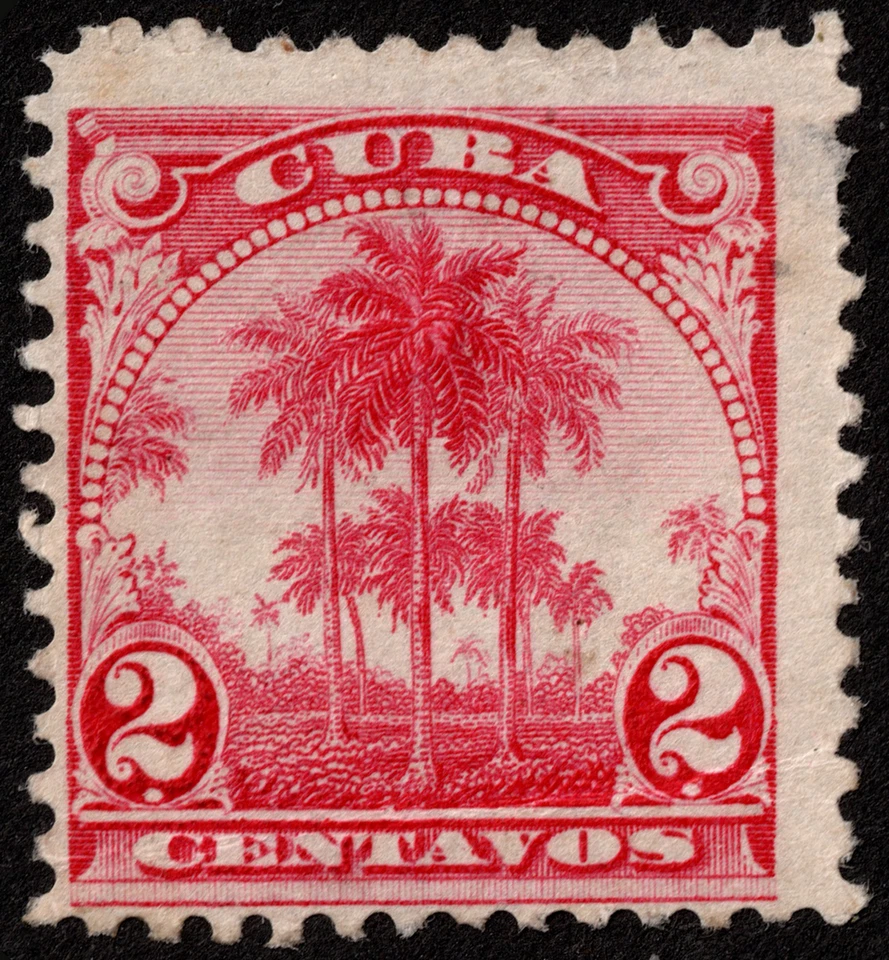 Estampilla de las Indias Occidentales Españolas Scott # 234 Como Nueva F-VF - 2 Centavos Rosa Árboles Regrabados Foto 1 de 1