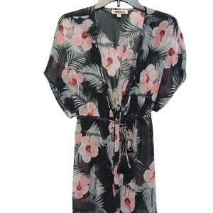 Miken Swim Womens Medium Cover Up Floral Hawaiian Tropical Pool Vacation - Picture 1 of 6