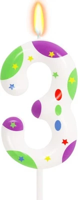 Brinquedo tema história dos desenhos animados número 3 vela zumbido 3, verde, azul, roxo  - Imagem 1 de 4