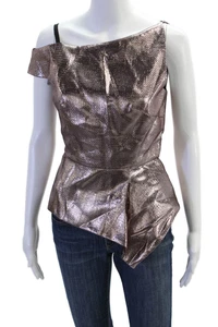 Roland Mouret Womens Textured Sleeveless Scoop Neck Blouse Champagne Size 6 - Picture 1 of 6