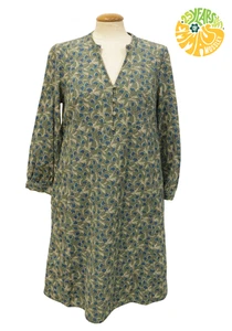 SEASALT Cornwall Diarist Dress UK 10 Corduroy Long Sleeve Floral Green/Folk C63 - Picture 1 of 11