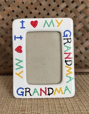 I Love My Grandma Colorful Ceramic Picture Frame Holds 4x6 Photo - Image 1 of 4