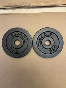 Yes4All 5LB Cast Iron Weight Plates Set of 2 1-1/18 Hole, 6-1/4 Diameter - Imagen 1 de 3