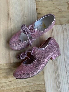 Tappers and Pointers dancewear girls Shoes PINK glitter size UK 8 - Picture 1 of 7