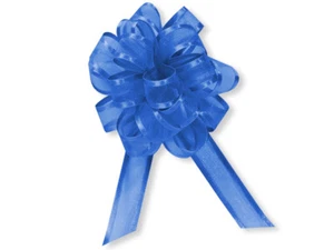 12 Royal Blue Sheer Satin Edge 4" -18 Loops Organza Bows All Occasion Gifts - Bild 1 von 1