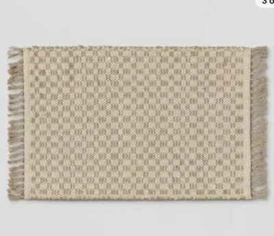 34" x 20" Jute Check Printed Kitchen Rug Natural - Threshold - Image 1 of 4