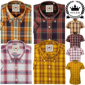 Relco Mens Cotton Check Short Sleeve Button Down Shirt Winter New '23 Range - Picture 1 of 16