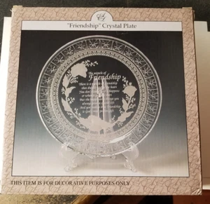 Artmark Crystal Friendship Plate With Display Stand New In Box - Picture 1 of 3