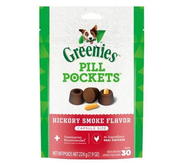 Greenies Bolsillos para Píldoras Perros Mascarador Natural Seco Suave Perro Golosinas Humo de Nogal Foto 1 de 1