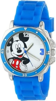 Часы наручные Disney Mickey Mouse #MK1266 детские подростковые с синим силиконовым ремешком подарок на день рождения - Изображение 1 из 4