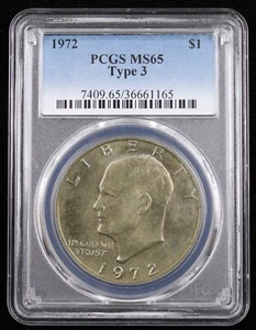 1972 Type 3 Eisenhower Dollar $1 PCGS MS65 - Toned (62557) - Picture 1 of 2