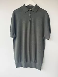 SUITSUPPLY Polo Gris Merino Botón Tejido Camiseta XL *COMO NUEVO* £100 - Imagen 1 de 4