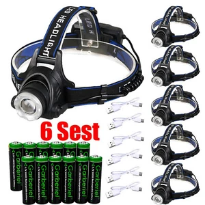 High Lumen Zoom Tactical LED Headlamp USB Rechargeable Headlight Head Torch Lamp - Picture 1 of 21