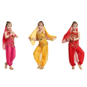Girl Kids Belly Dance Sequin Indian Dance Costume Halloween Wear Carnival Sets - Picture 1 of 13