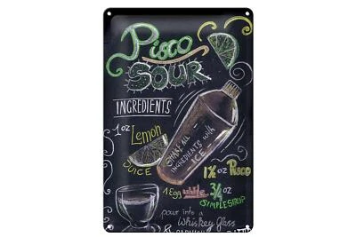 Blechschild Cocktail 20x30 cm Rezept Pisco Sour Metall Deko Schild tin sign - Bild 1 von 4