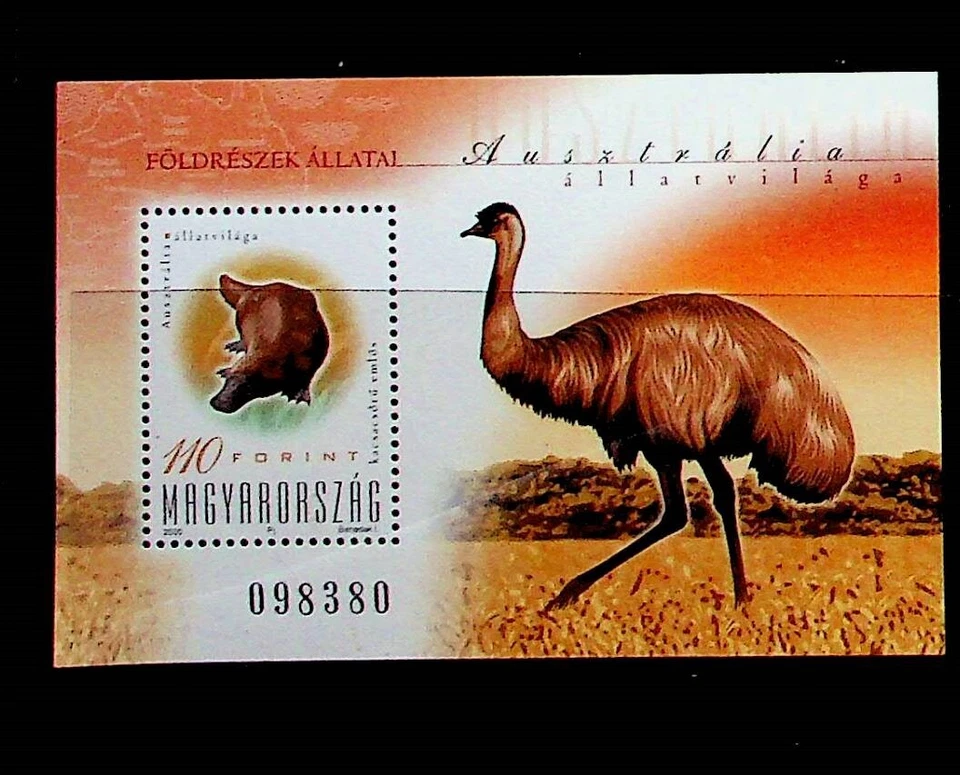 HUNGARY Sc 3697 NH SOUVENIR SHEET OF 2000 - AUSTRALIAN ANIMALS & BIRDS - Image 1 of 1