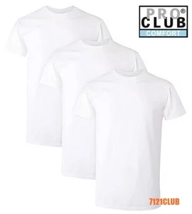 3er-PACK PRO CLUB COMFORT T-SHIRTS HERREN STANDARD RUNDHALSAUSSCHNITT KURZARM WEISS S-7XL - Bild 1 von 14