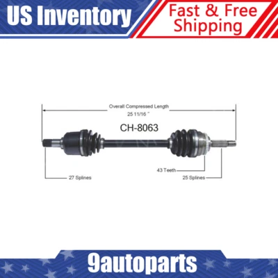 Передний левый вал оси CV для Mitsubishi Galant 2000-2005 Eclipse 2,4 л 1999-2003 годов выпуска - Изображение 1 из 4