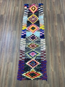 Moroccan Handmade Vintage Rug 2'4"x8'3" ft Patchwork Berber Colorful Tribal Rug - Picture 1 of 11