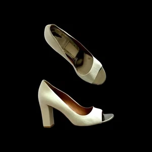 Zapatos de salón Y2K vintage LANVIN en cuero blanco con plantillas de espejo y tacón bloque EU 38 - Imagen 1 de 13