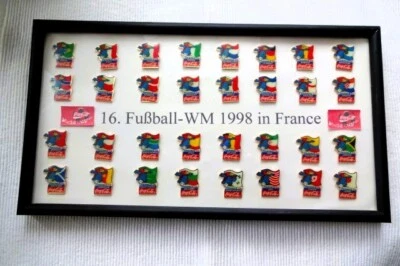1 COCA COLA  FRANKREICH  WORLD CUP 1998 PIN SET IM RAHMEN - Bild 1 von 4