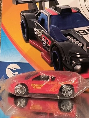Hotwheels 1994, rojo caramelo manzana, Hormel Chili Tampo Ferrari, equipamiento sin abrir. Foto 1 de 4