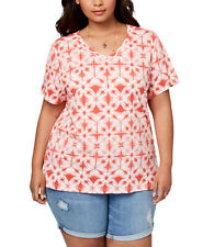 Style & Co Women's Plus Size Printed Essential T-Shirt (1X, Pimpernel)
