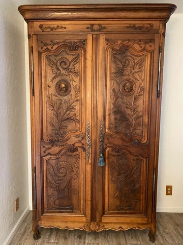 Antique Brittany, France Oak Armoire from the mid-1800s in excellent condition Cover