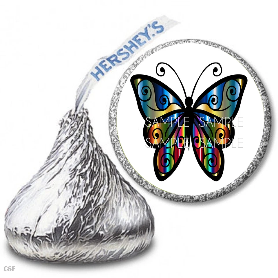 108 pegatinas Butterfly Hershey Kiss Hershey Kiss envoltorios de dulces favores de mariposas Foto 1 de 1