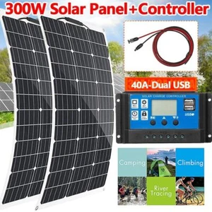 300W Monocrystalline Solar Panel 23% High Efficiency Off-Grid Power Home Camping - Picture 1 of 14