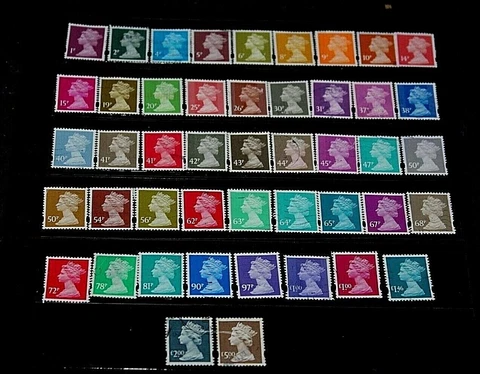 GREAT BRITAIN  QUEEN ELIZABETH MACHINS S/SET OF 46 TO 5 POUNDS  FINE F/U COND Cover