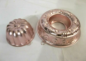 Pink Copper Aluminum 8" Jell-O or Ice Ring Mold and Nevco 5" Fluted Mold - Picture 1 of 12