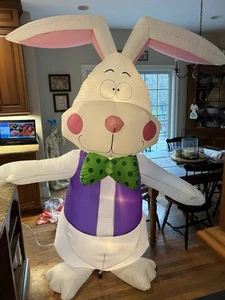 Gemmy Easter 7 ft Tall Happy Easter Bunny with Egg Inflatable NIB - Picture 1 of 9