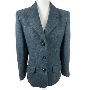 Vtg Austin Hill Wool Tweed Herringbone Blazer Academia Preppy Classic Womens 8 - Picture 1 of 19